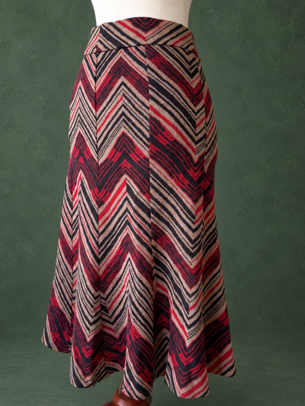 Diane von Furstenberg Wool-Blend Chevron Midi Skirt